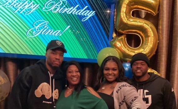 Gina Johnson with her three kids, Damian Lillard, Lanae and Houston Lillard Jr.